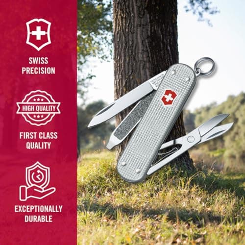 Victorinox Swiss Army Knife Classic Alox Pocket Knife, 5 Functions, Silver — view 6
