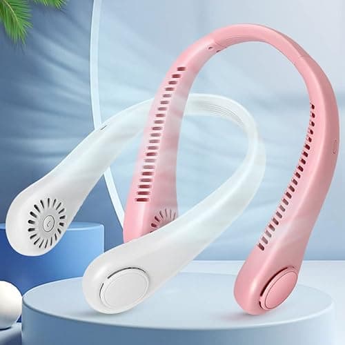 Neck Fan, Rechargeable Mini Bladeless Neck Fan - Portable 360° Cooling Personal Fan with 3 Speeds - USB Wearable Fan Leafless Hanging Neck Fan for Women Men Home Office Travel Sports Outdoor (White) — view 2