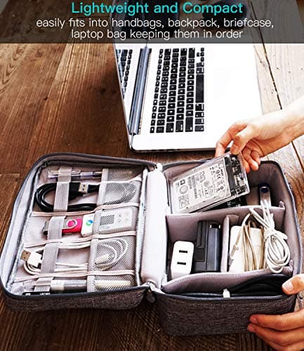 HCFGS Travel Cable Organiser Bag, Electronics Accessories Organizer Bag, Universal Carry Travel Gadget Bag for Cables, Power Bank,USB Drive, Charger Hard Disk (Gray) — view 3