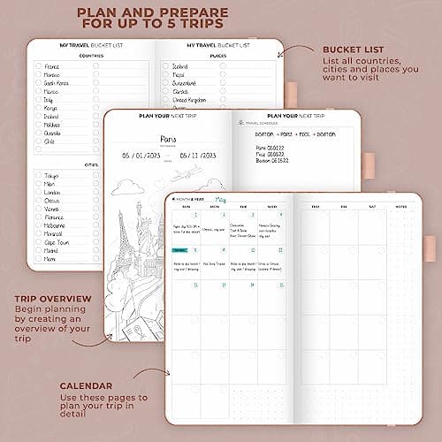 Clever Fox Travel Journal, Vacation Planner Organizer Pocket Rose Gold — view 3