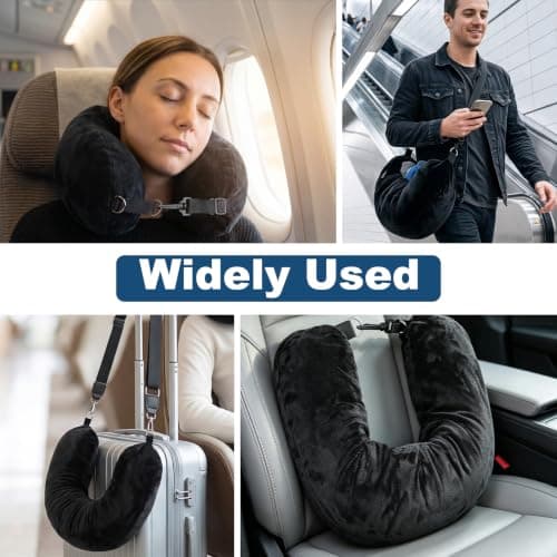 Peaflew Stuffable Neck Pillow for Travel, U-Shaped Pillow with Storage Bag, Neck Pillow Storage with Adjustable Strap, Travel Pillow with Soft Head Support for Airplane, Camping, Train, Hiking — view 5