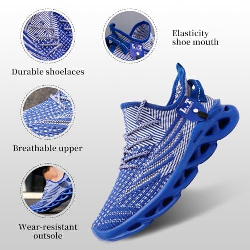 XKOWUO Mens Womens Trainers Walking Running Shoes Non Slip Gym Slip On Tennis Trainers Outdoor Sports Sneakers Lightweight Workout Shoes Royal_Blue Size 7 — view 6