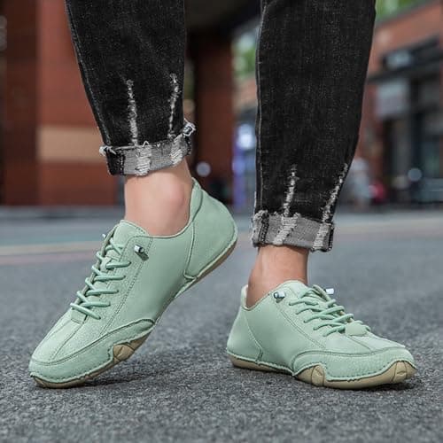 Driving Shoes for Men Wide Width Slip on Walking Trainer Lightweight Comfort Work Flat Sneakers Breathable Casual Holiday Travel Flat Loafers (Mint Green, 13.5) — view 3