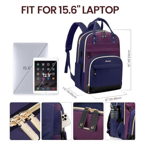 LOVEVOOK Laptop Backpack for Women, Waterproof 15.6 inch Work Bag Womens — view 2