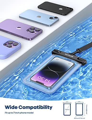 Lamicall Waterproof Phone Pouch Case - [2 Pack] IPX8 Waterproof Phone Case for Swimming Dry Bag with Clip Strap for iPhone 17 16 15 14 13 12 Pro Max Plus Air Mini, Samsung S23 Up to 7” - Transparent — view 5