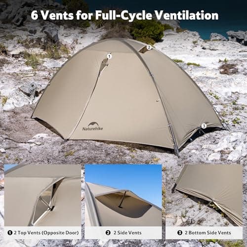 Naturehike Giling 2 Person Tent One-piece Quick Setup in 2 Minute 20D Nylon Hiking Backpacking 4 Season Lightweight PU 3000mm Tent for Bikepacking, Camping Outdoor and Cycling — view 4
