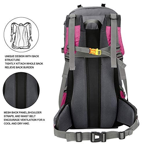 60L Waterproof Ultra Lightweight Packable Climbing Fishing Traveling Backpack Hiking Daypack,Backpack,Handy Foldable Camping Outdoor Backpack Bag with a Rain Cover (Rose Red) — view 2