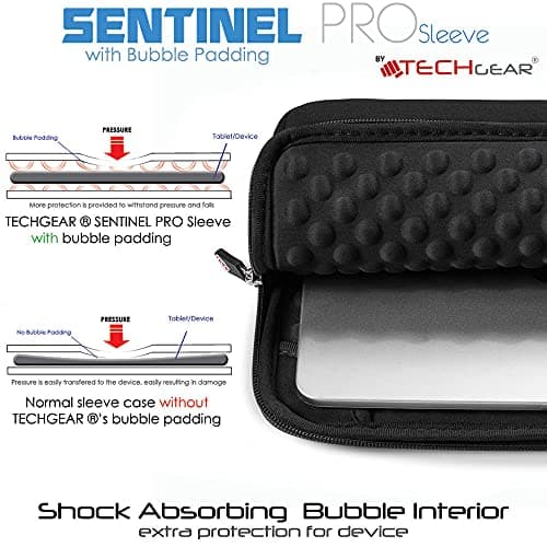 TECHGEAR Sleeve Pouch for iPad A16 11" (11th Gen), Air 1–5, iPad 10.9" (2022), 10.2, 9.7, iPad Pro 11" (1st–5th Gen), Air/Pro 10.5" Neoprene Protective Zipper Sleeve Bag with Bubble Padding & Pocket — view 3