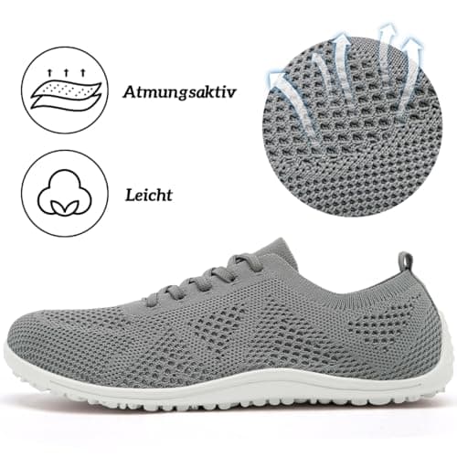UROMGV Barefoot Shoes for Women Walking and Sports Shoes with Zero Drop Sole Running Shoes Casual Slippers Breathable Soft Fashionable Slippers, lightgrey, 9 UK — view 5