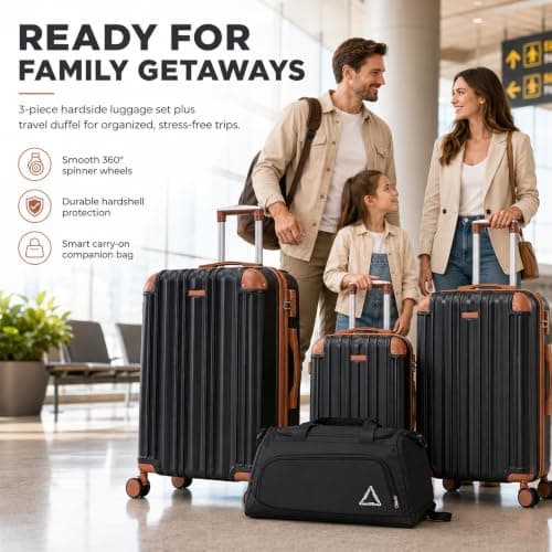 CONCEPTEN Luggage Sets Hard Shell Suitcases with Wheels, Black, Hardside — view 2