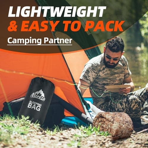 MEREZA Sleeping Bags XL for Mens Large Wide Sleeping Bag for Camping Big and Tall Sleeping Bags for Women Adults Warm with Compression Sack Cold Weather & Warm (Brown Camouflage & Grey) — view 4