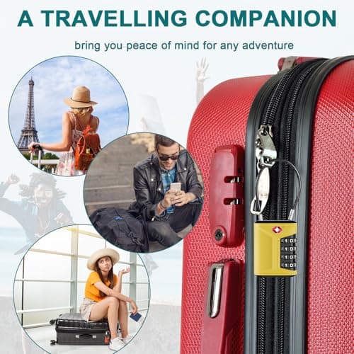 ZHEGE Luggage Locks TSA Approved, Lock with Warning Button (2P, Yellow) — view 6