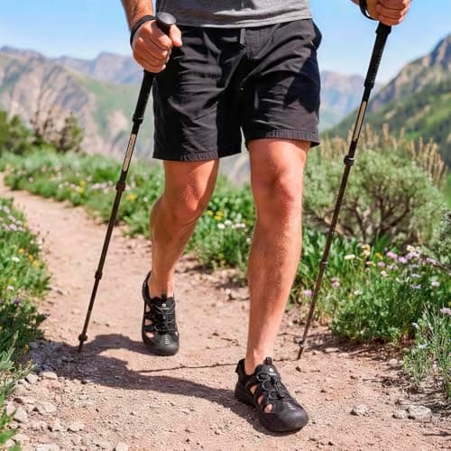 FitVille Mens Outdoor Walking Sandals Wide Fit Shoes,Black,7,W — view 2