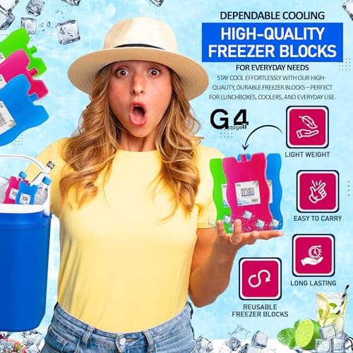 G4GADGET 16cm Freezer Blocks – Pack of 4 – Long-Lasting Reusable Ice Packs for Coolers, Picnic Bags, Travel & Outdoor Adventures – Ideal for Beach & Hiking Trips — view 5