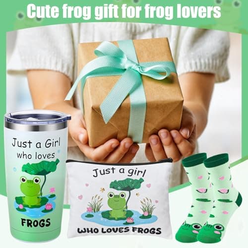 saerryor Frog Gifts for Women Girls,20oz Insulated Tumbler Socks Makeup Bag — view 6