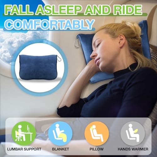 Jokureao 2 in 1 Travel Blanket and Pillow, Soft Micro Plush Portable Airplane Blanket, Ultralight Travel Blanket, Compact Foldable Flannel Blanket for Flights, Car, Business Trips — view 6