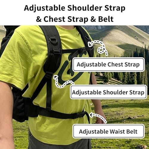 Ogetok 80L Hiking Backpack Camping Rucksack With Shoe Pocket, 80 liters Large Capacity Outdoor Knapsack Travel Climbing Mountaineering Trekking Carry On Bag Backpacking for Men Women, Black — view 5