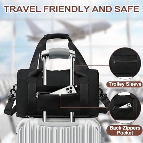 CS COSDDI Travel Bag, Overnight Bag with Shoes Compartment & Wet Pocket, Weekend Bags for Water Resistant Haspital Bag Gym Duffle Bag Women Men Holdall Bag, for Ryanair Cabin Bags 40x30x20 — view 6