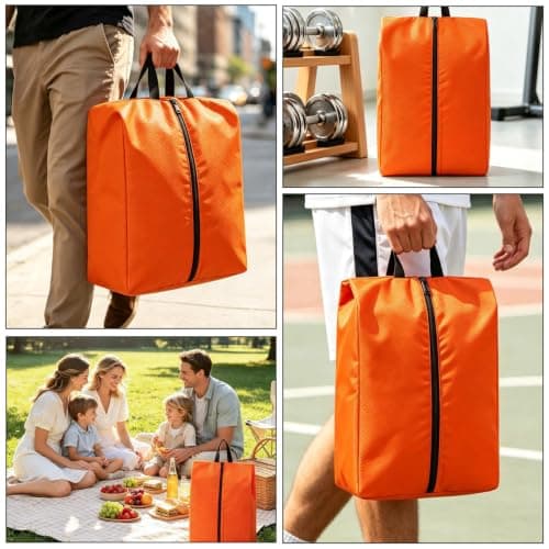 Waterproof Oxford Shoe Storage Bags, Dustproof Zippered Organiser Pouch for Trainers | Orange Gym & Travel Accessories — view 5