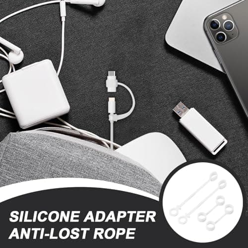 Charging Cable Adapter Holder – 3.74 Inch Silicone Tether Set | Silicone Anti Lost Strap – 4 Piece Charger Adapter Holder for Cable Organizing Travel Keychain Use — view 2