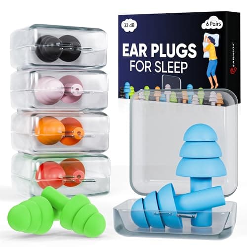 Earmedic Snooze Ear Plugs for Sleep - 6 Pairs Soft Silicone Reusable Noise Cancelling Earplugs for Side Sleepers & Snoring