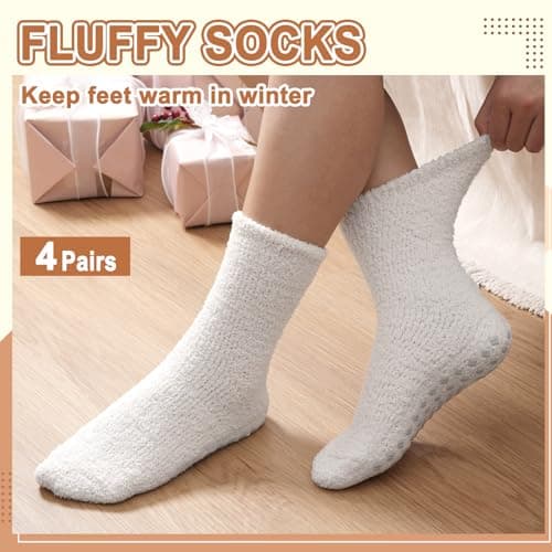 Caldodo Women's Fluffy Slipper Socks, Winter Warm Bed Socks for Ladies — view 3