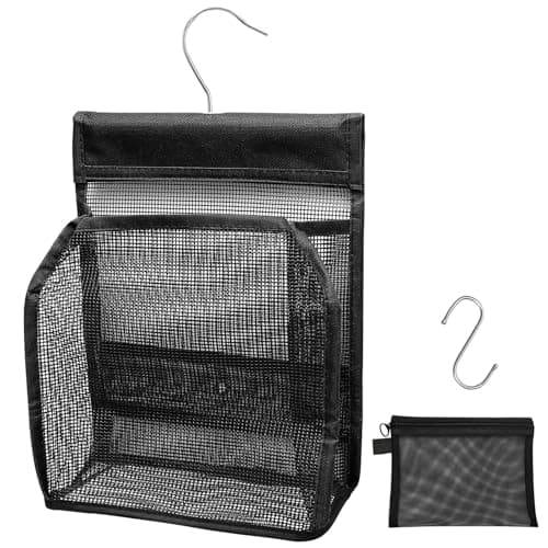 Juyibaao Hanging Mesh Shower Caddy with Hooks & Mesh Makeup Bag Set