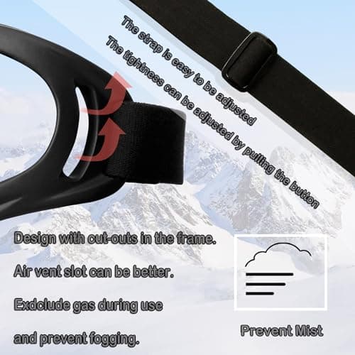 OUTDOORSPARTA 2-Pack Ski Goggles Snow Sports Goggles Snowboarding Goggles Motocycle Glasses for Men Women Youth Kids Boys Girls (7. Black Frame, Gold Lens; Black Frame, Silver Lens) — view 6