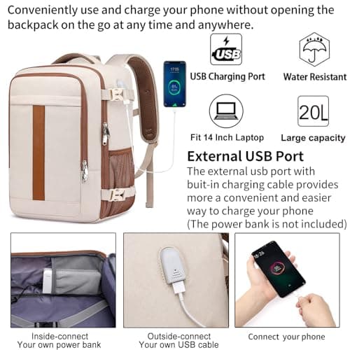 Ryanair Cabin Bag 40x20x25 Underseat 20L Small Travel Bag for Women, Beige — view 3