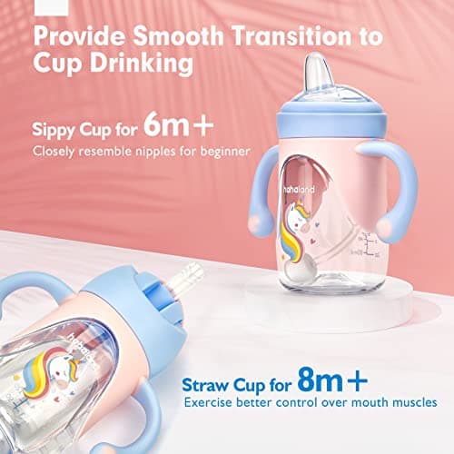hahaland 2 in 1 Baby Cups & Sippy Cup with Straw and a Spout 240ML — view 2