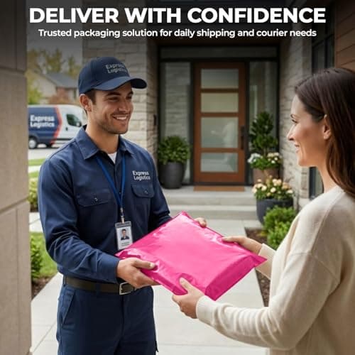 iSOUL 10x Large Mailing Bags, 17x24 Strong Large Vinted Mailing Postal Postage Bags [Use in Parcel, Delivery, Shipping, Mail, Package] [43.2cmx61cm] Hot Pink Bag — view 6