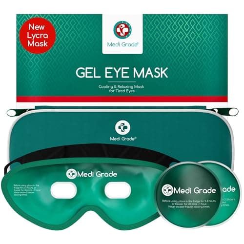 Medi Grade Cooling Eye Mask for Puffy Eyes, Reusable Cold Compress Gel Pads