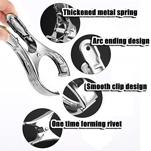 8 Pack 12cm Stainless Steel Beach Towel Clips, Silver — view 3