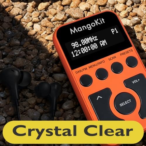 MangoKit MP1 Rechargeable Pocket DAB/FM Radio,Lock Switch,20 Presets-Orange — view 6
