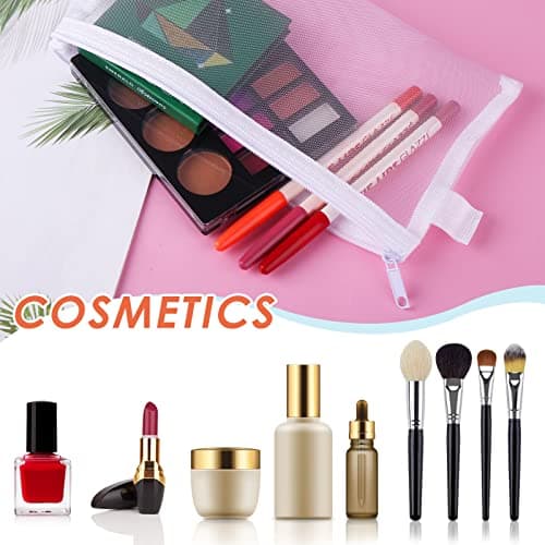 Thinp 3 Pieces Clear Pencil Pouch Makeup Bags with Zipper Nylon Mesh Pen Pouch Pencil Case Stationery Storage Bag for School&Office Supplies Cosmetics Travel Accessories (Black, White, Grey) — view 4