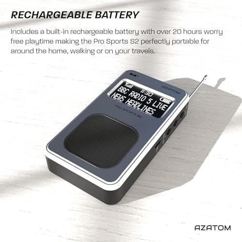 Portable DAB/DAB+ & FM Digital Radio | Sports Earphones Included | Built in Speaker | Rechargeable Battery (10-12 Hours) | Perfect for Sports, Hiking or Working | AZATOM Pro Sports S2 (Silver) — view 5