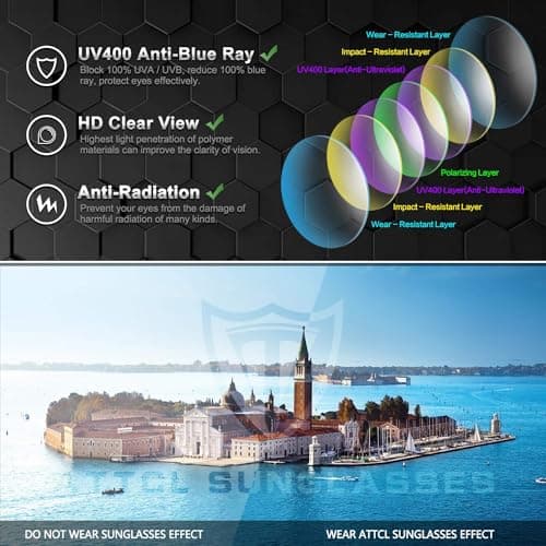 ATTCL Driving Polarised Sunglasses Mens UV400 Protection AL-MG Metal Square — view 5