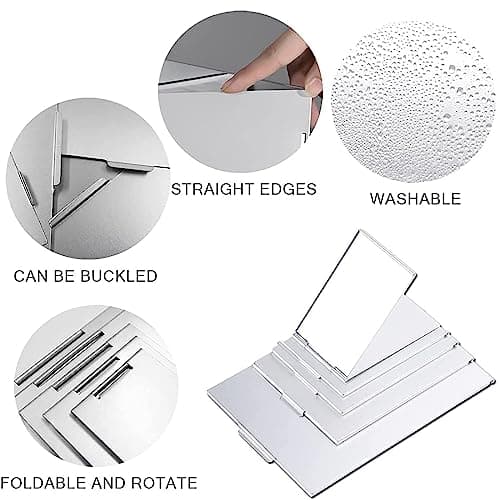 JEOPKO Ultra-Slim Portable Folding Mirror Small ,Compact Mirror,Aluminum Shell, Easy to Carry Travel Makeup Mirror, Desktop Vanity Pocket (8.4*5.6cm, Aluminum Shell) (PXWUKBDZDJ) — view 3