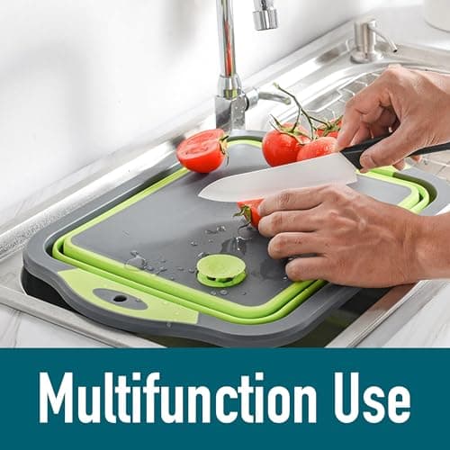 Collapsible Cutting Board with Drain for Camping Picnic BBQ Collapsible Sink Tub Dish Wash Basin Portable Dish Tub Foldable Dishpan for Home Kitchen — view 5