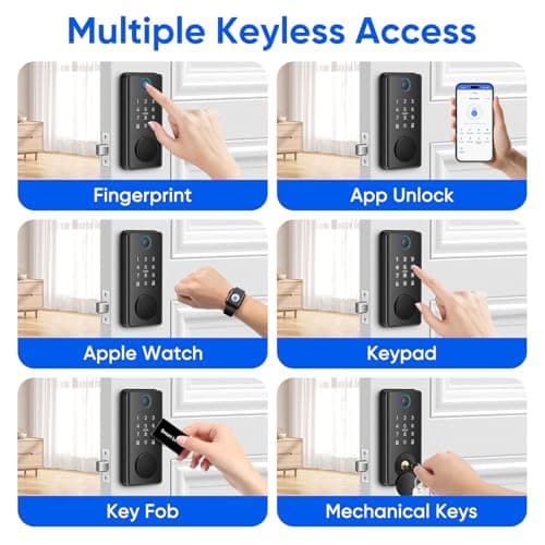 MYPIN Smart Door Lock with Biometric Fingerprint & Touchscreen Keypad, 6-in-1 Unlock, One-Touch Lock/Unlock, Auto Door Swing Detection Compatible with Apple Watch for Front Door — view 2