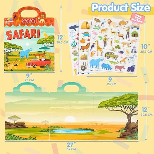 JOYIN 3 Sets Reusable Sticker Book for Kids, 122Pcs 3D Travel (Farm, Ocean, Safari) Stickers for Kids, Waterproof Sticker Books for Children Age 3+ — view 6