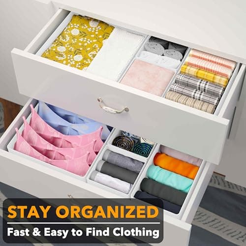 SpaceAid Set of 12 Drawer Organizers for Clothes, Underwear, Socks (White) — view 3
