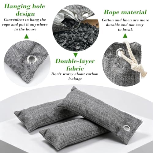4 Pack Bamboo Charcoal Air Purifying Bags, Activated Charcoal Absorber — view 3