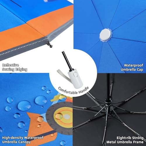 omedecal Automatic Folding Umbrella for Kids Girls & Boys, Excavator — view 4