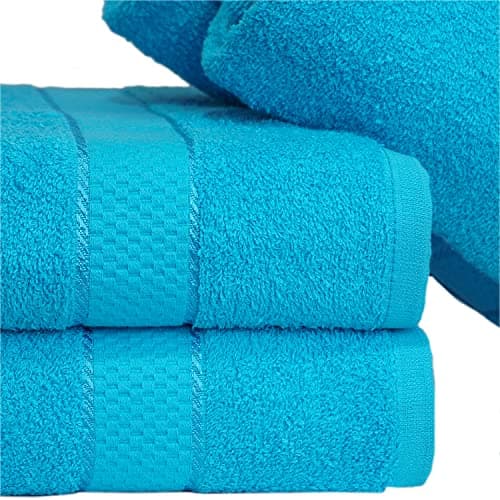 Casabella Pack of 2 Large Jumbo Bath Sheets 100% Egyptian Combed Cotton Big Beautiful Towels (2 Bath Sheet, Teal) — view 2