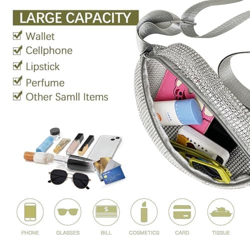 Hernin Sequined Fanny Pack for Women Shiny Waist Belt Bag Glitter Waist Bag with Adjustable Strap Sequin Bum Bag for Running Hiking Traveling Outdoors (Style 2-Gold) — view 6