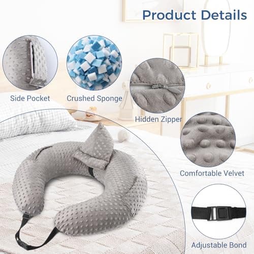 INFANZIA Reading Pillow for Gaming, Arm Rest Support Pillow, U-Shaped Lap Pillow with Side Pocket for Bed & Sofa, Compact Gaming Pillow with Tablet Support for Reading, Crocheting, Working — view 3