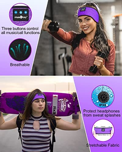 MUSICOZY Sleep Headphones for Side Sleepers, Breathable Bluetooth Headband — view 5
