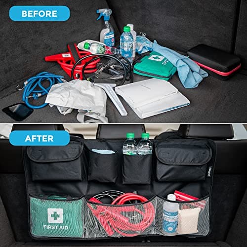 Hillington Car Backseat Storage Bag With Pockets And Fastening Flip Cover Waterproof Collapsible Foldable Multiple Pockets Shopping Cleaning Tidy Trunk Organiser Kick Mat — view 4