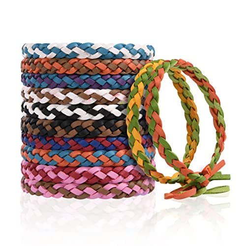 OSDUE 12 Pack Mosquito Repellent Bracelet, Waterproof Anti-Mosquito Wristbands, Adjustable Leather & EVA, DEET-Free Natural Wristbands for Adults, Kids & Babies, 300 Hour Insect Repellent Protection
